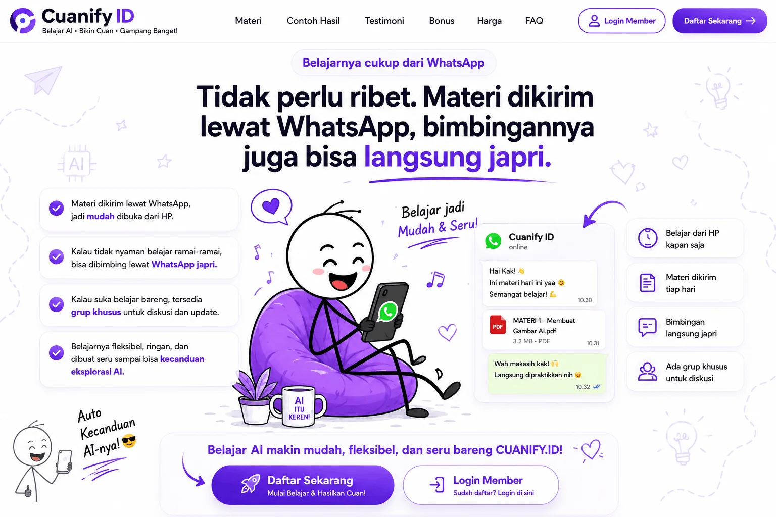 Cara belajar Cuanify ID via WhatsApp