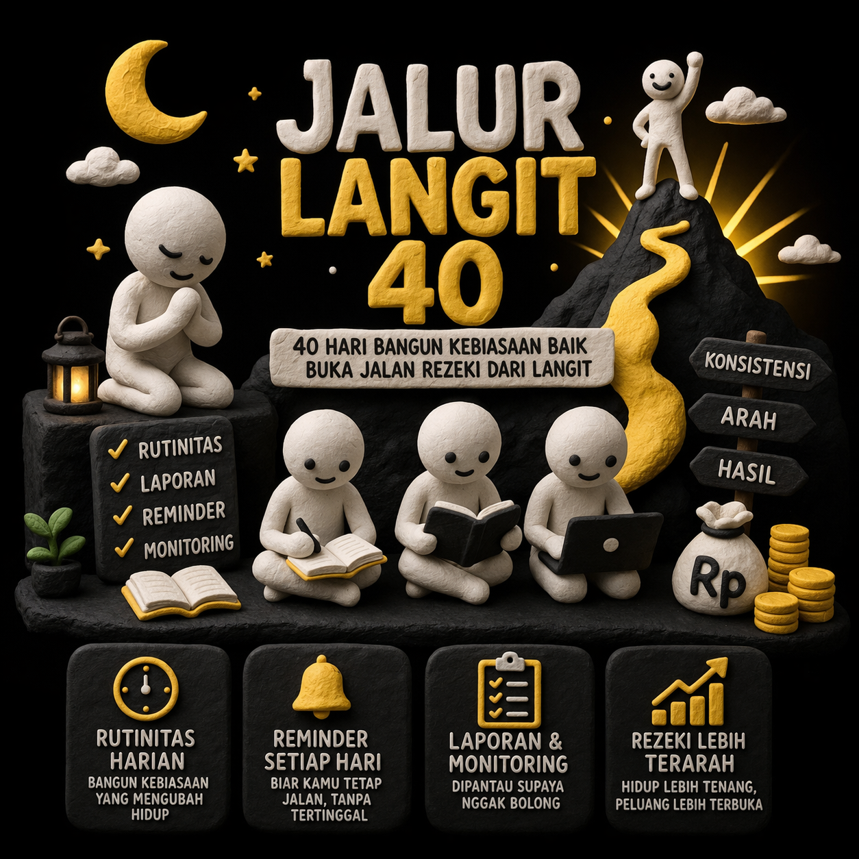 Jalur Langit 40 : Perjalanan 40 Hari Membenahi Hidup & Menjemput Rezeki dengan Cara yang Lebih Terarah