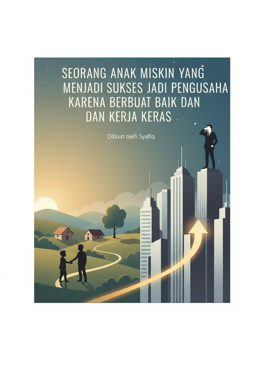 Seorang Anak miskin yang menjadi sukses jadi pengusaha karena berbuat baik dan kerja keras