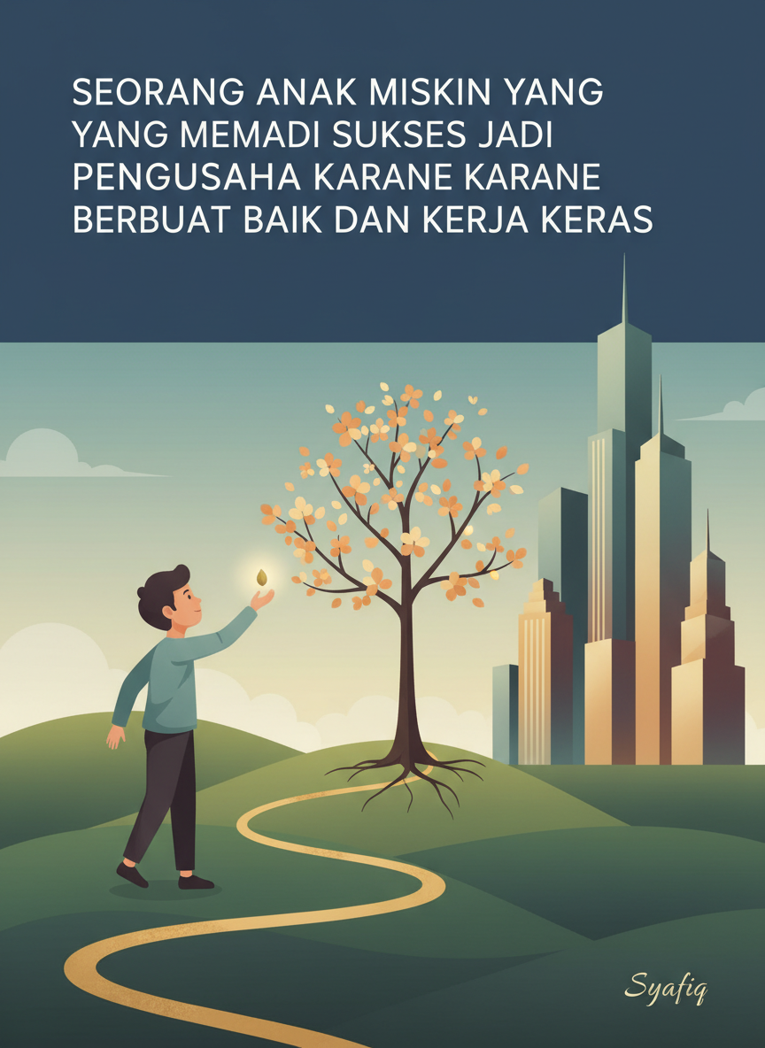 Seorang Anak miskin yang menjadi sukses jadi pengusaha karena berbuat baik dan kerja keras