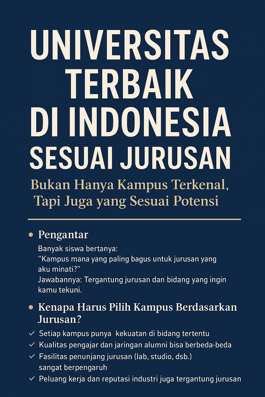 Universitas Terbaik di Indonesia Sesuai Jurusan Bukan Hanya Kampus Terkenal, Tapi Juga yang Sesuai Potensi